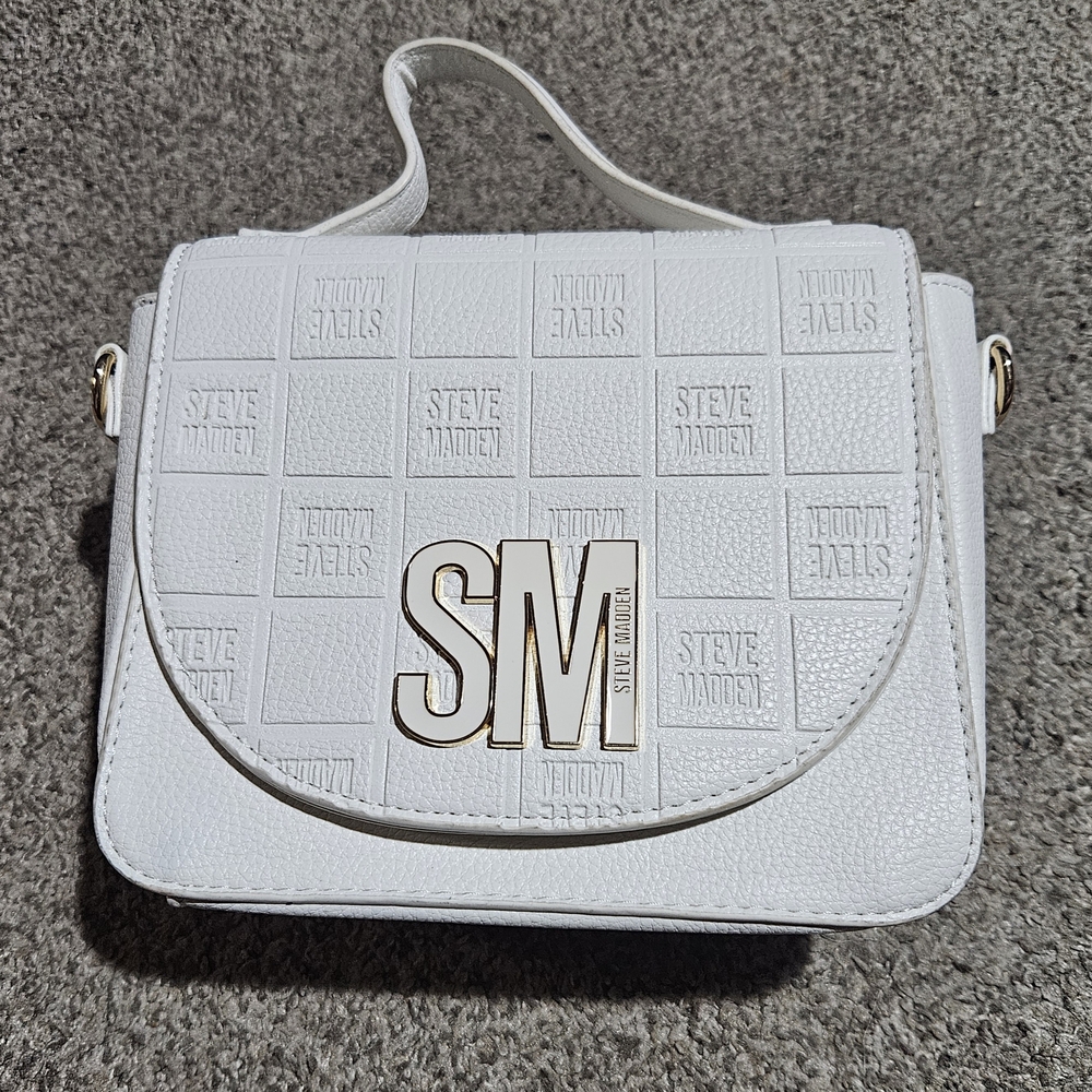 Steve Madden White Embossed Crossbody Bag